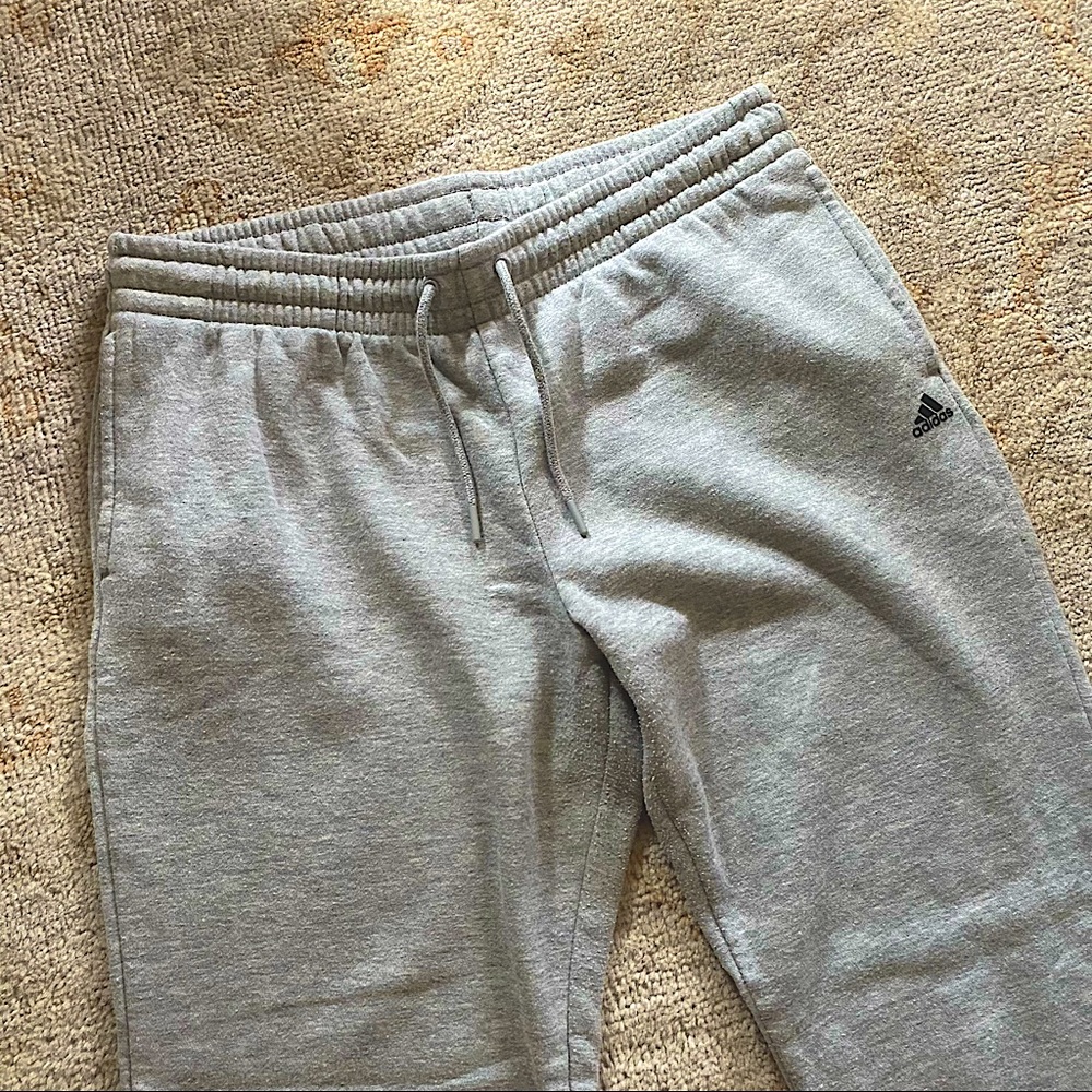 like new adidas grey sweatpants cuff ankle bottoms